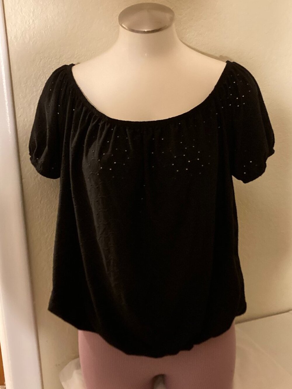 Kim & Cami Black Embellished Short Sleeve Blouse